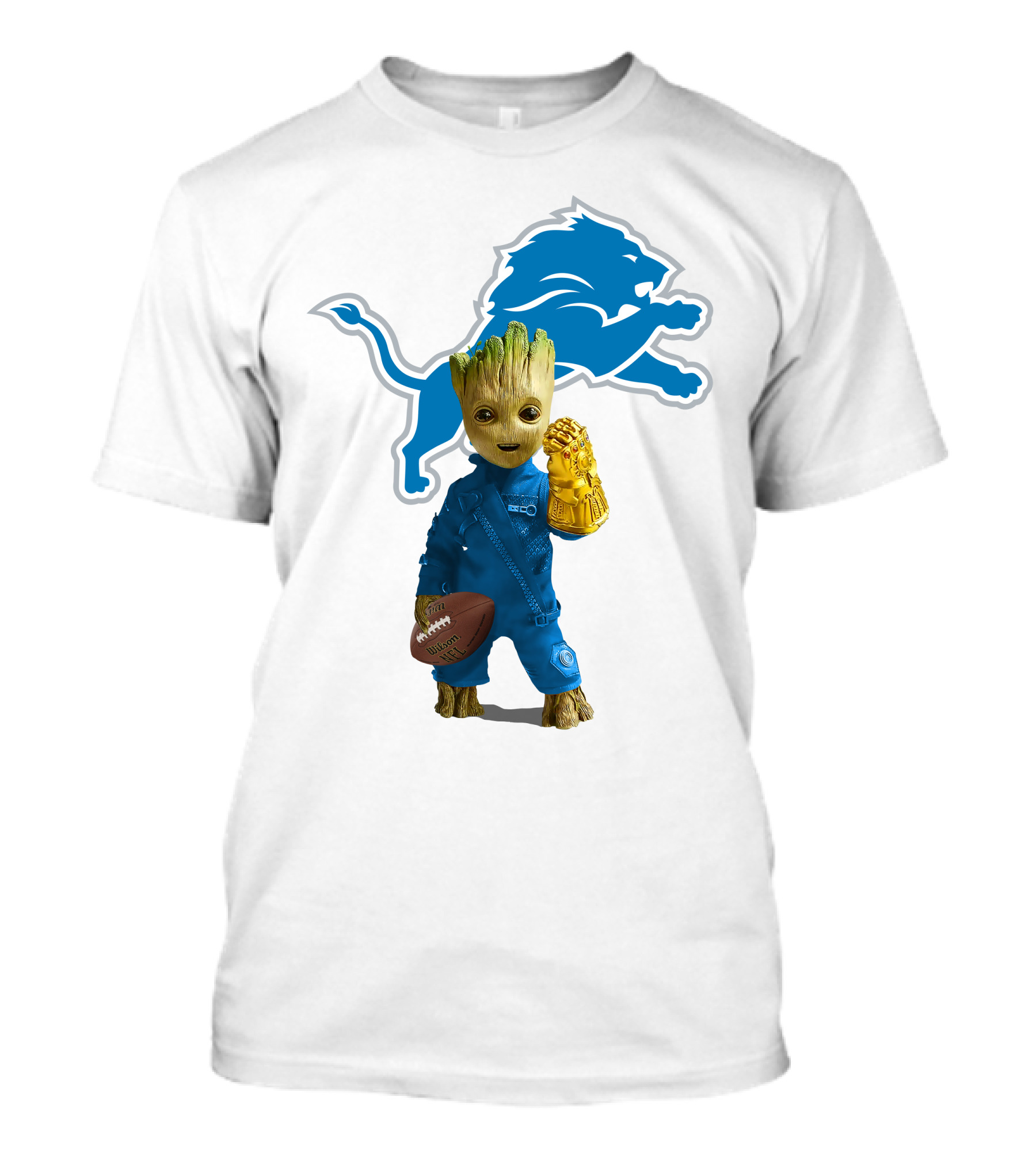 Detroit Lions Groot Avengers Football Mashup T-Shirt