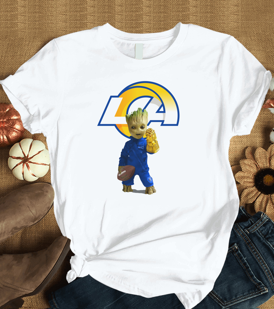 Los Angeles Rams Groot Football Infinity Gauntlet T-Shirt