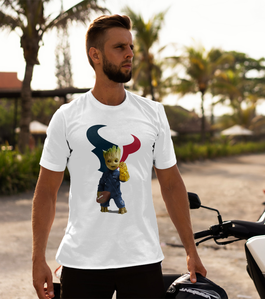Houston Texans Groot Football Infinity Gauntlet T-Shirt
