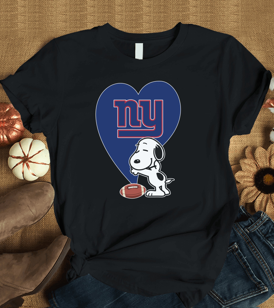 Snoopy Hugging New York Giants Football Heart T-Shirt