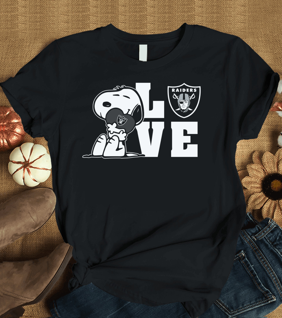 Snoopy Love Las Vegas Raiders Raiders Logo Football T-Shirt