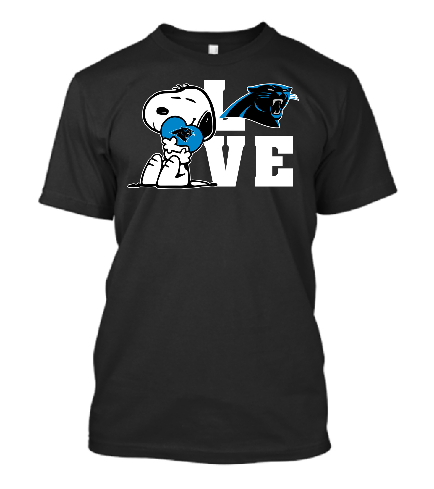 Snoopy Love Carolina Panthers Logo Peanuts NFL Football T-Shirt