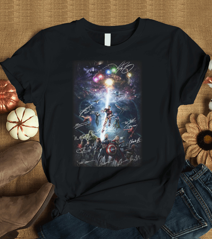 Avenger Endgame Poster Iron Man Captain America Infinity Stones T-Shirt