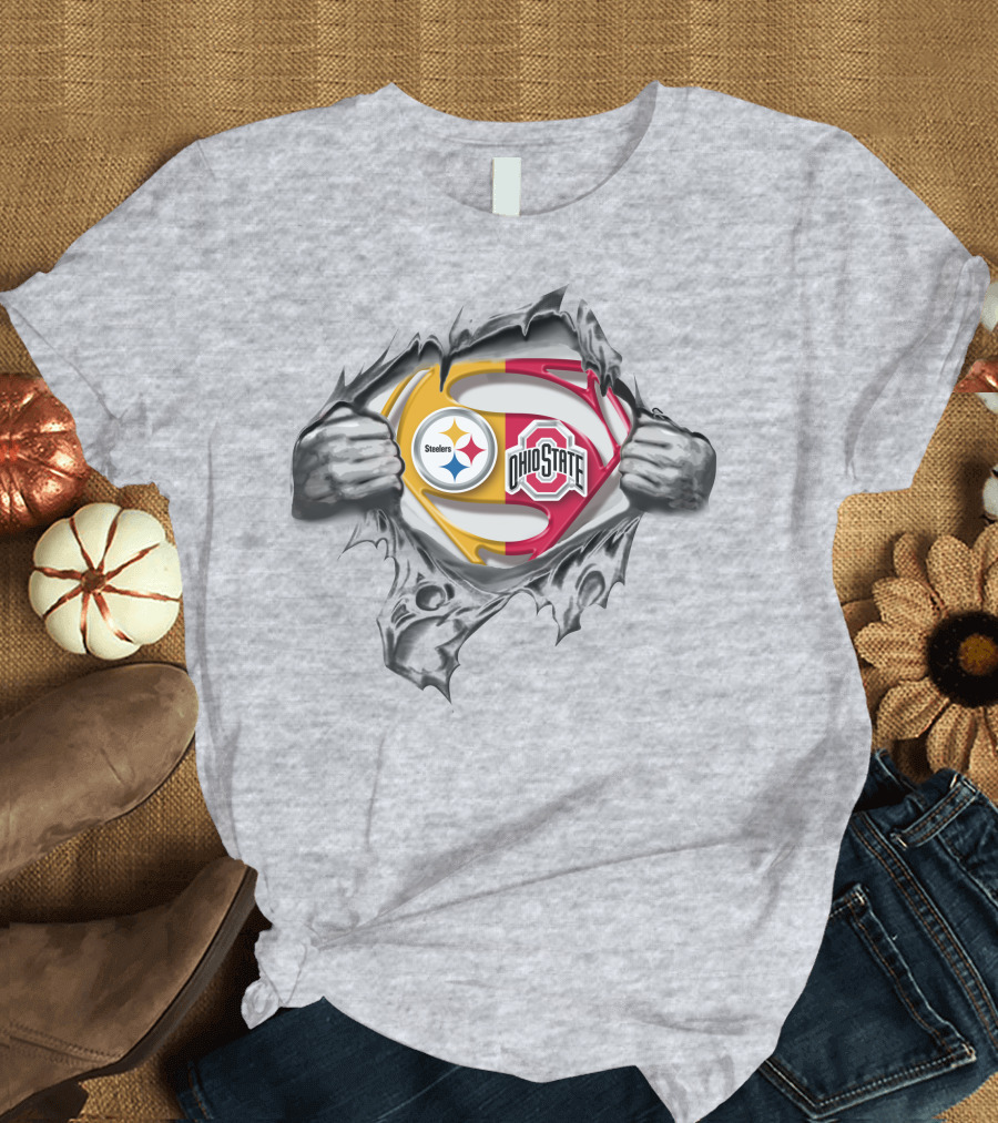 Pittsburgh Steelers Ohio State Buckeyes Superman Logo Mashup T-Shirt