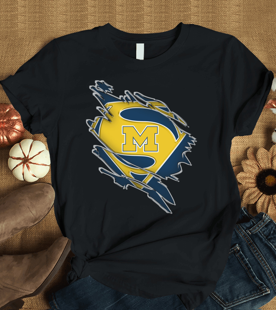 Michigan Wolverines Superman Logo Combination T-Shirt