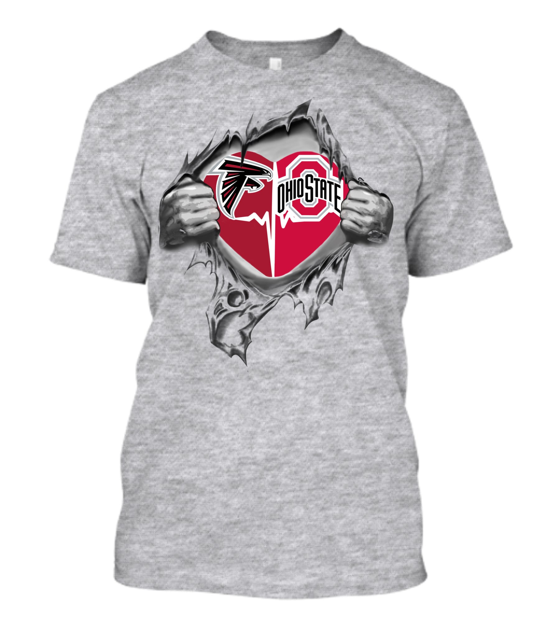 Atlanta Falcons Ohio State Buckeyes Heart Torn T-Shirt
