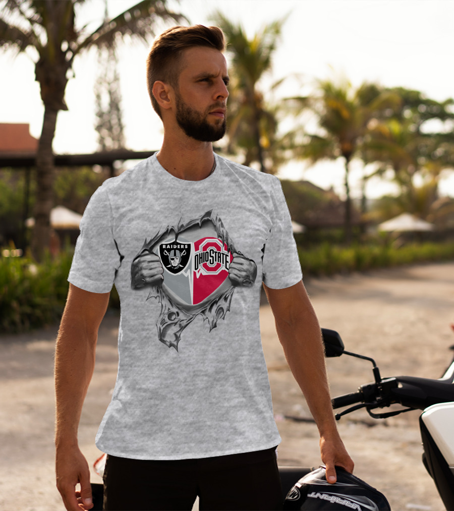 Raiders Ohio State Buckeyes Logo Ripped T-Shirt