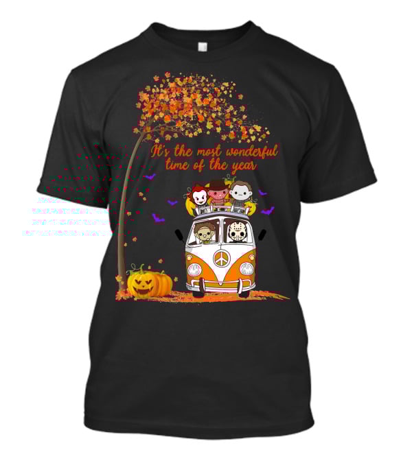 Horror Characters Halloween Road Trip Most Wonderful Time Of The Year T-Shirt