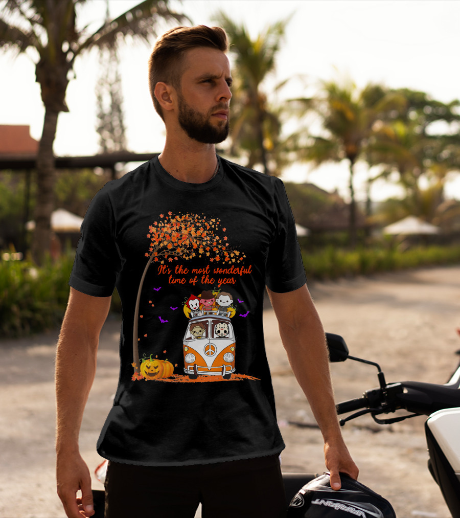 Horror Characters Halloween Road Trip Most Wonderful Time Of The Year T-Shirt