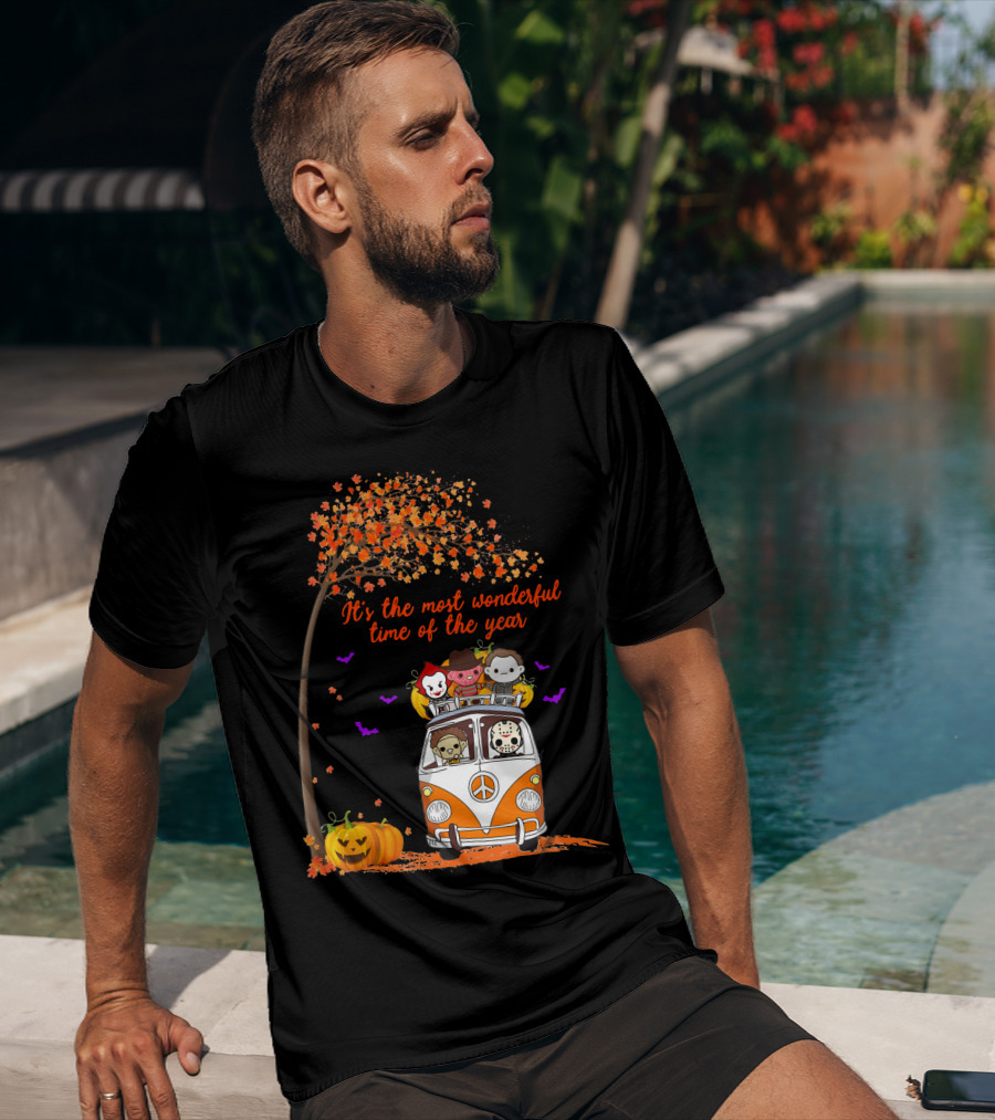 Horror Characters Halloween Road Trip Most Wonderful Time Of The Year T-Shirt