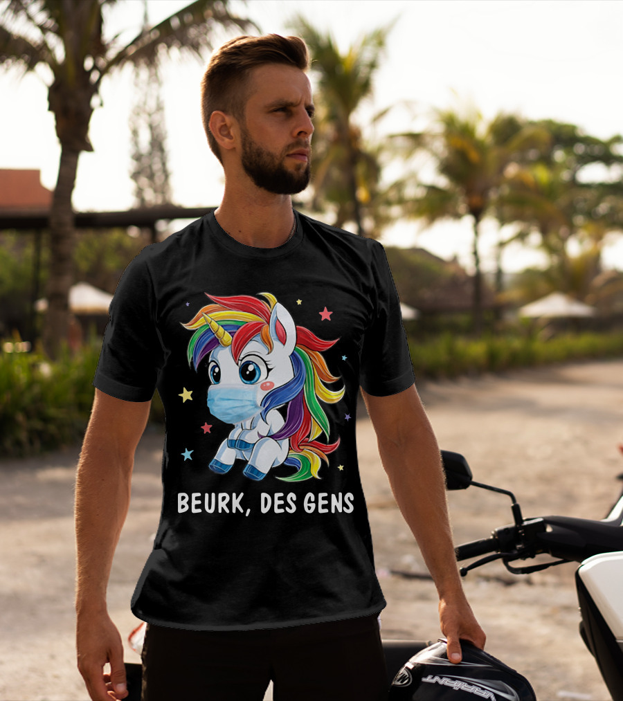 Licorne Arc-en-Ciel Masque Beurk Des Gens Étoiles T-Shirt
