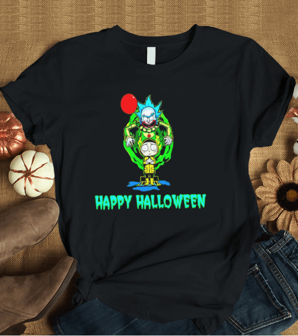 T-Shirt: Happy Halloween Pennywise Rick And Morty T-Shirt Happy Halloween Pennywise Rick And Morty T-Shirt