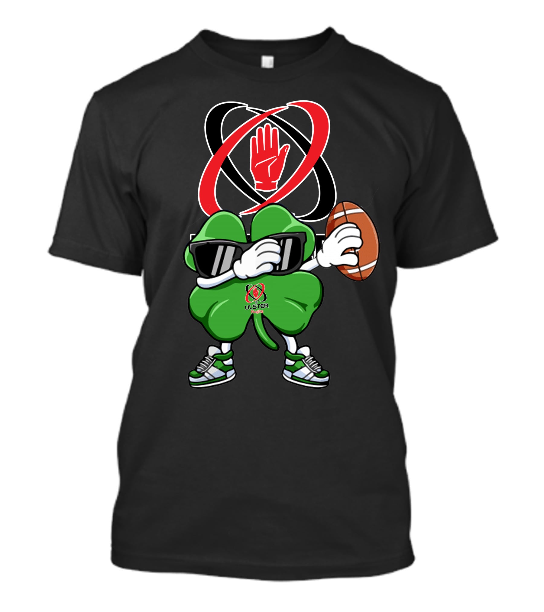 Ulster Rugby Clover Football Icon With Red Hand T-Shirt