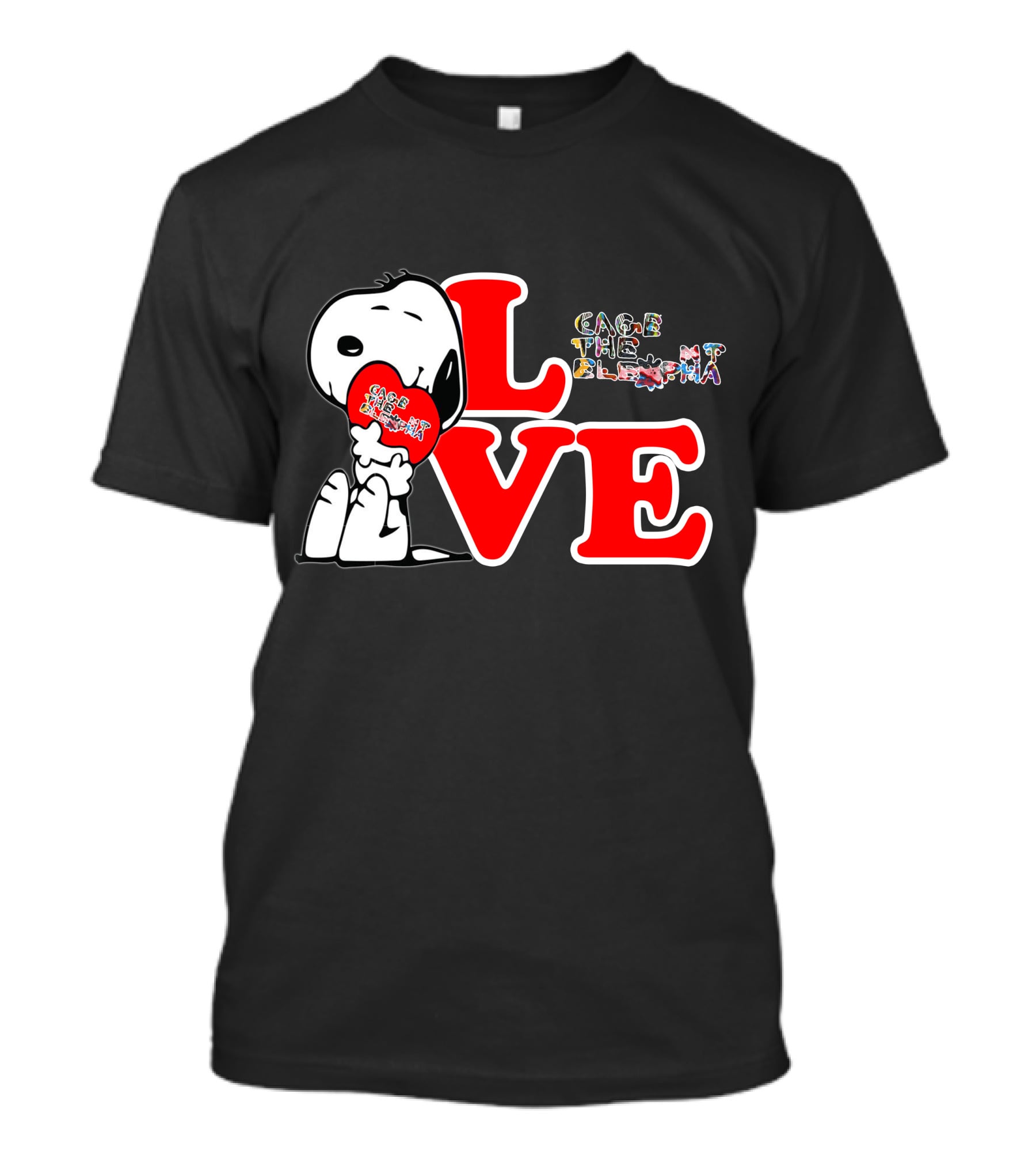 LOVE Snoopy With Cage The Elephant Heart T-Shirt