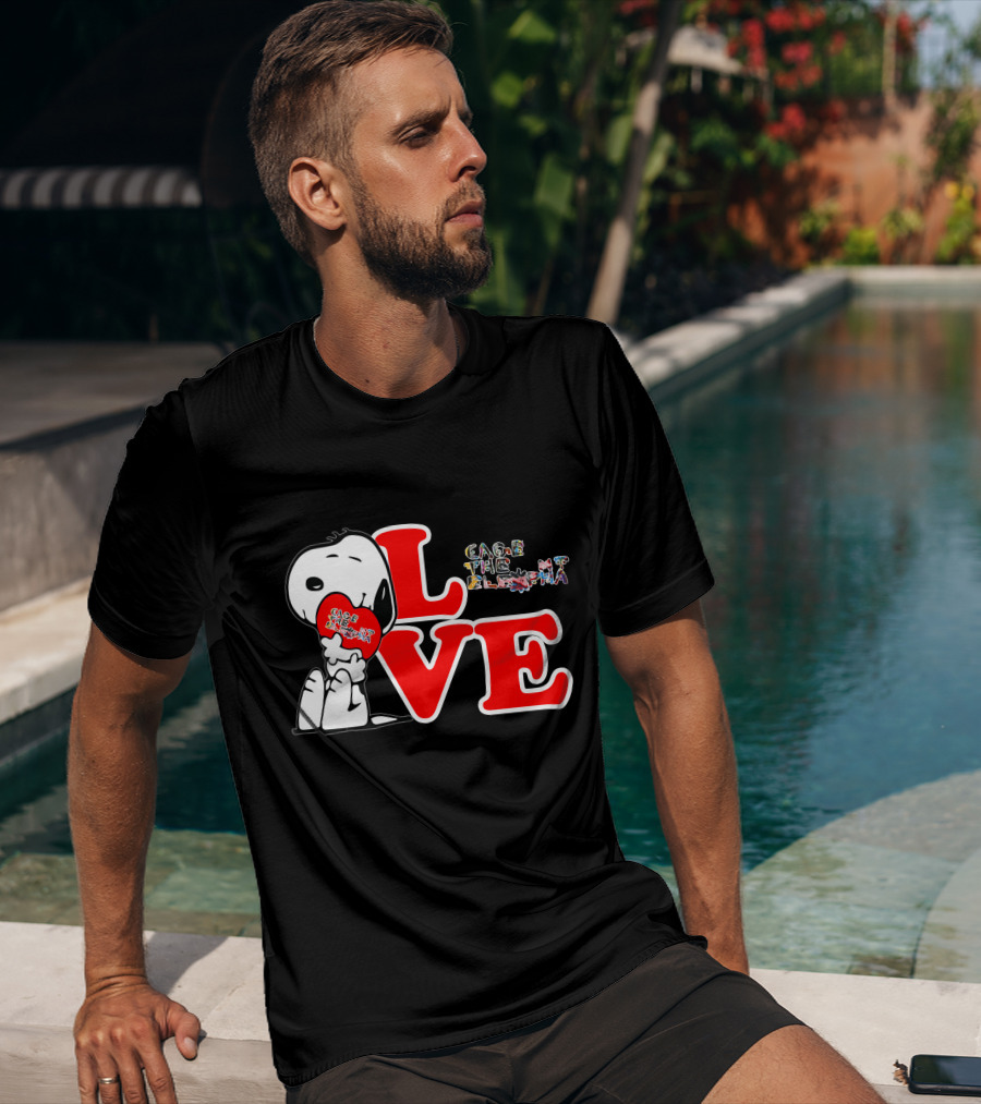 LOVE Snoopy With Cage The Elephant Heart T-Shirt