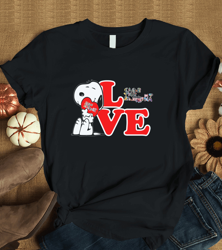 LOVE Snoopy with Cage The Elephant Heart T-Shirt