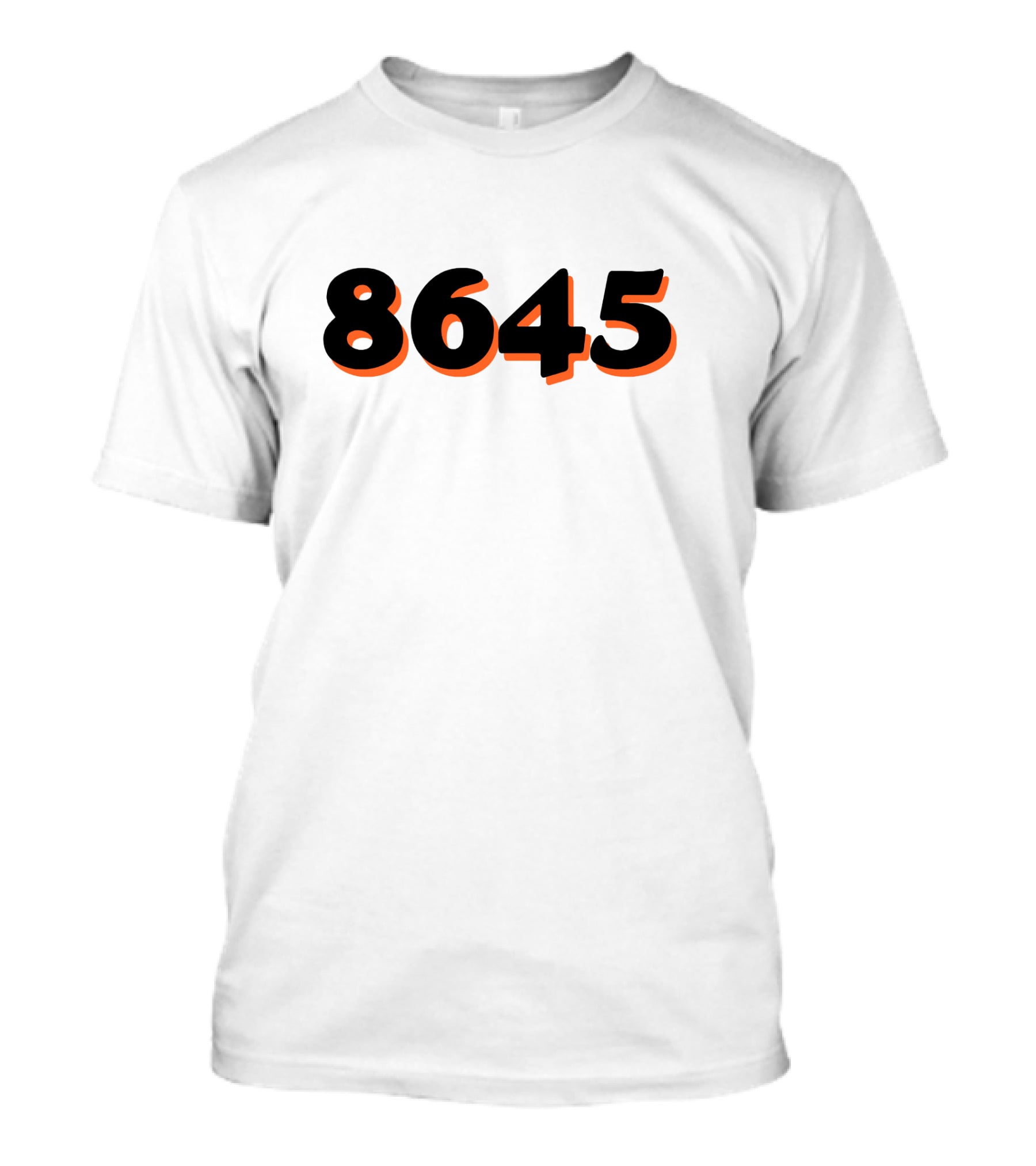 8645 Black And Orange Bold Numbers T-Shirt