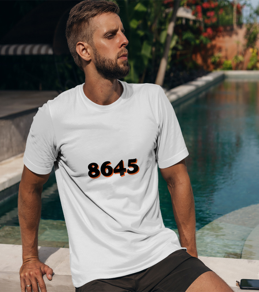 8645 Black And Orange Bold Numbers T-Shirt