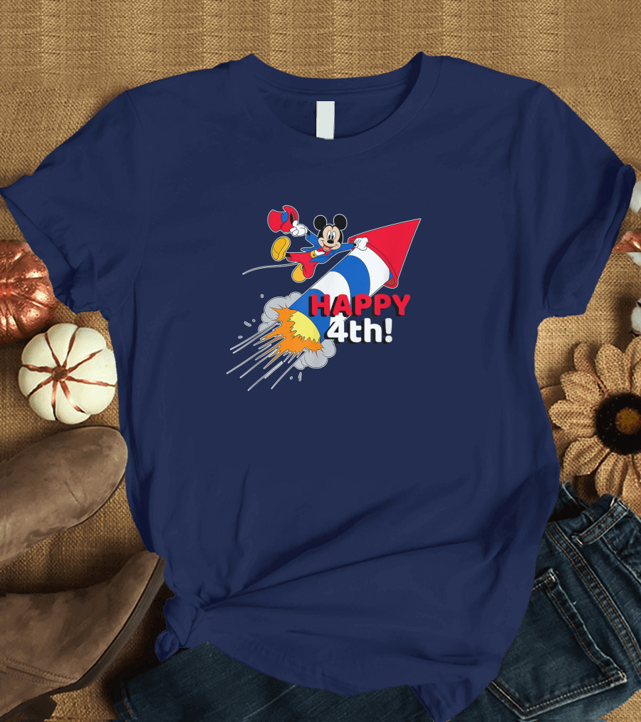 Disney Mickey Mouse Happy 4th Americana Rocket T-Shirt