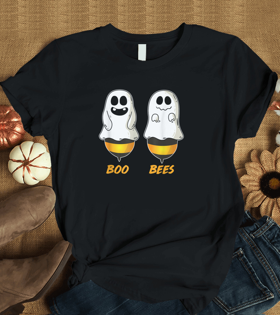 Boo Bees Funny Halloween Matching Couple Ghost Bee Costume T-Shirt
