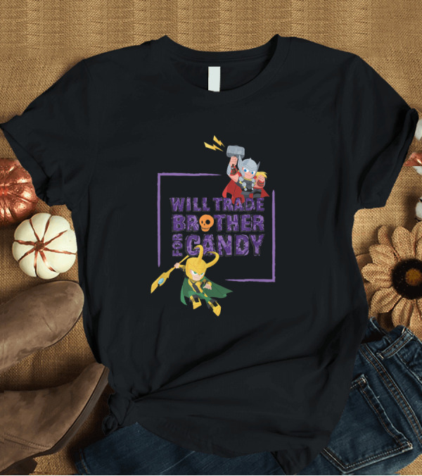 T-Shirt: Marvel Loki and Thor Chibi Will Trade Brother for Candy T-Shirt Marvel Loki and Thor Chibi Will Trade Brother for Candy T-Shirt