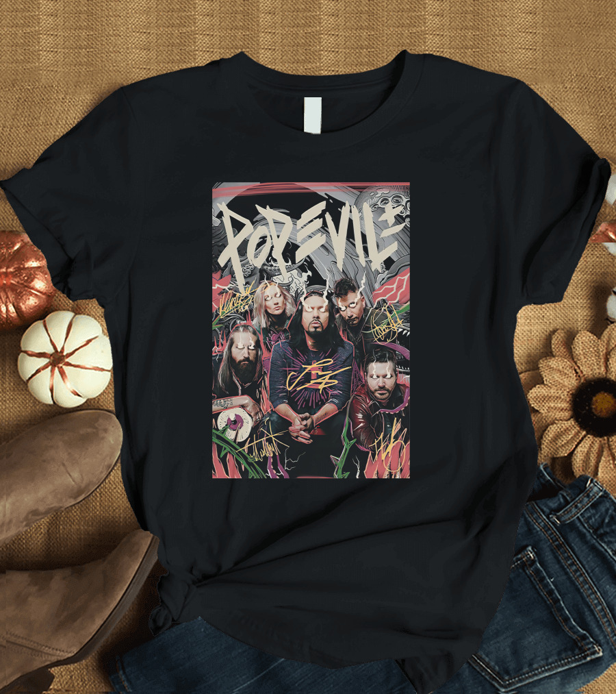 Pop Evil Band Signatures Comic T-Shirt
