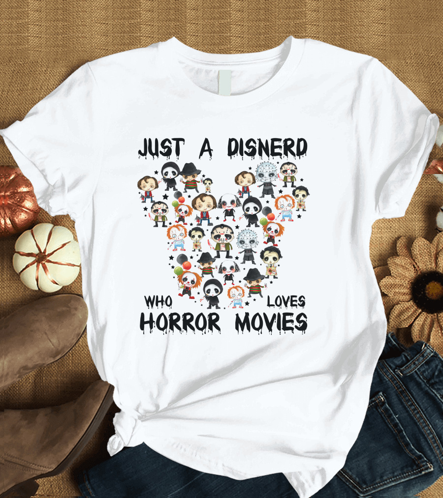 Just A Disnerd Who Loves Horror Movies Mickey Face T-Shirt