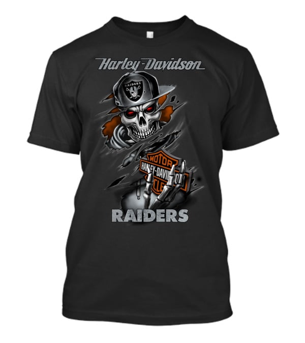 Harley Davidson Raiders Skeleton With Hat T-Shirt