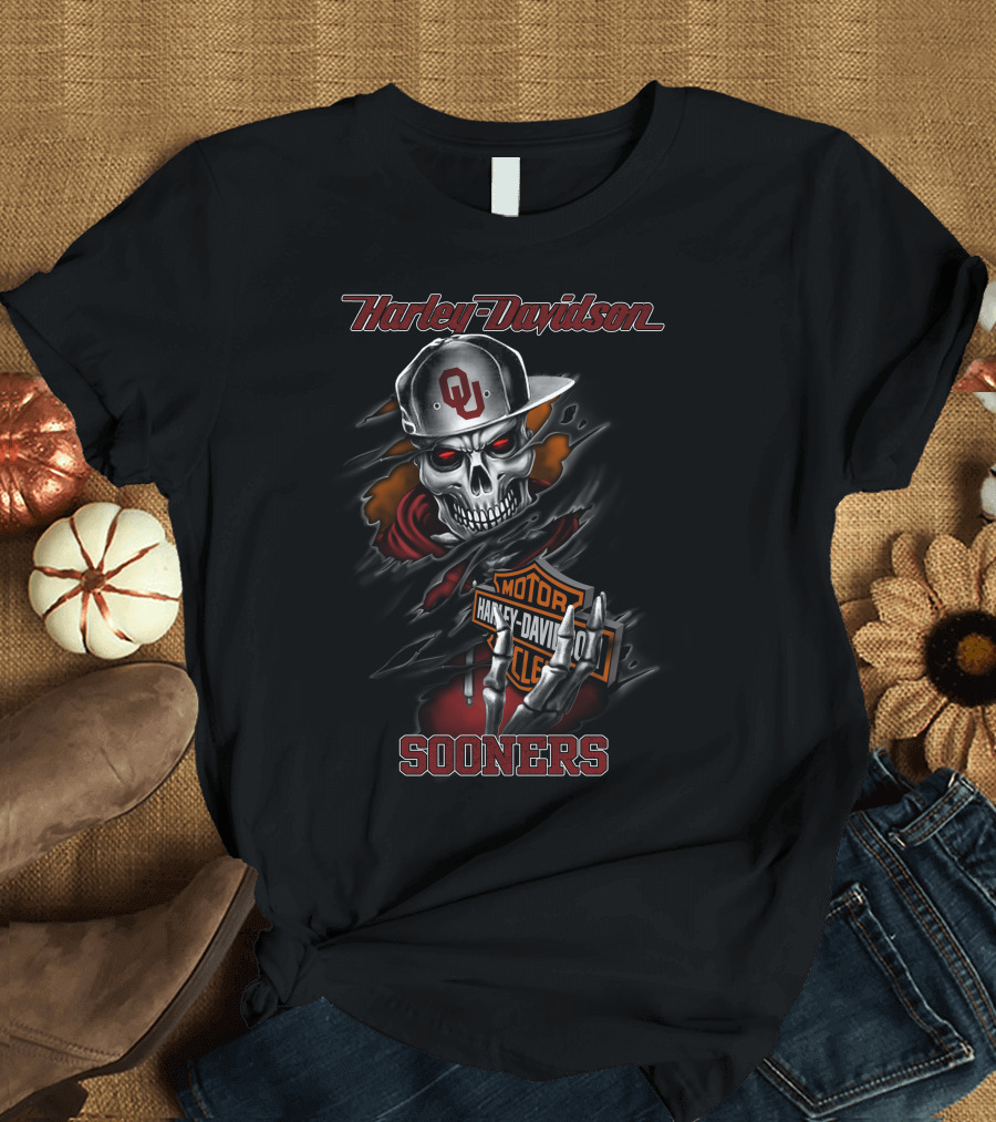 Harley Davidson Sooners Ou Skull T-Shirt