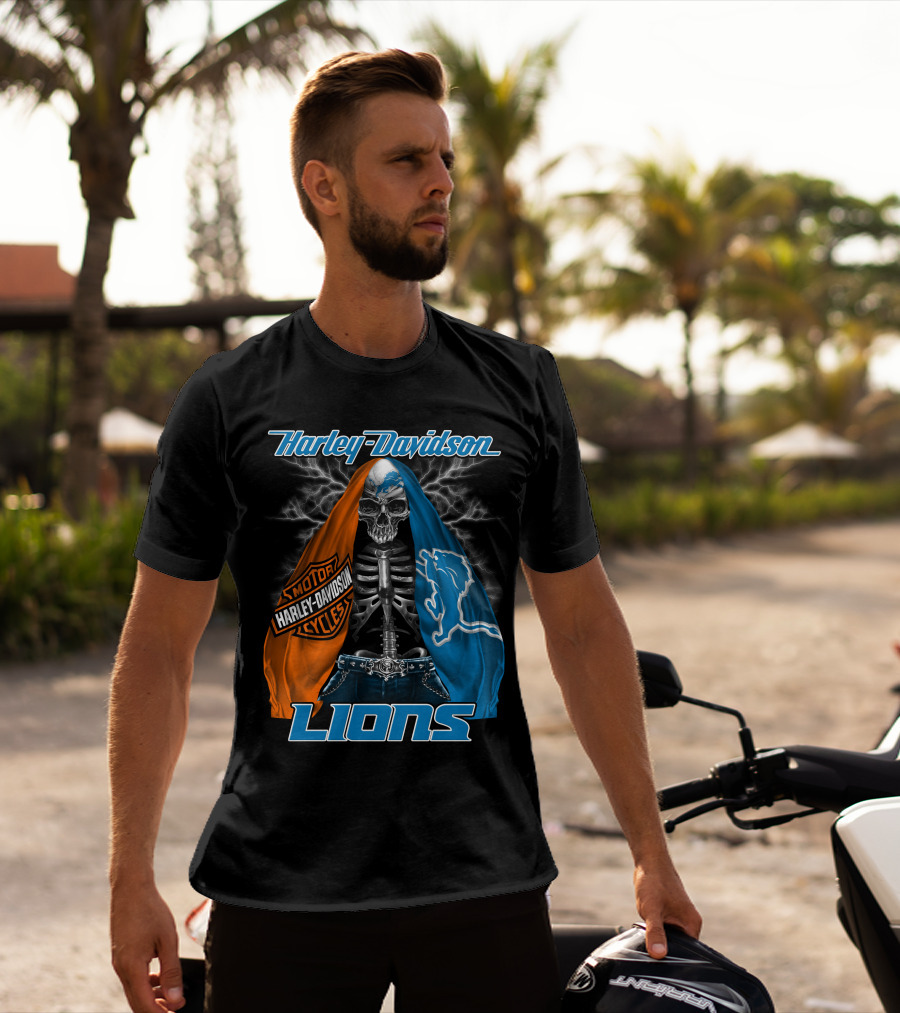 Harley Davidson Motorcycles Detroit Lions T-Shirt