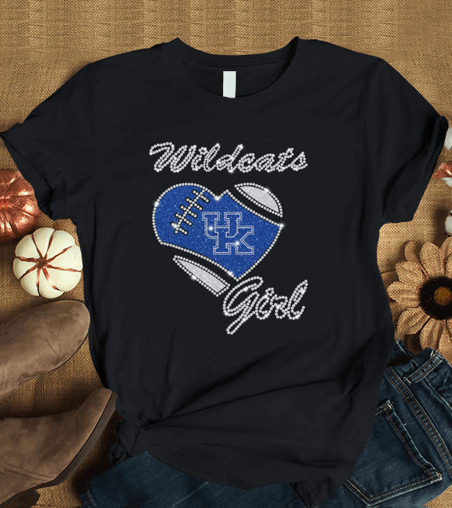 Wildcats Girl UK Football Heart G1003 Kentucky Wildcats T-Shirt