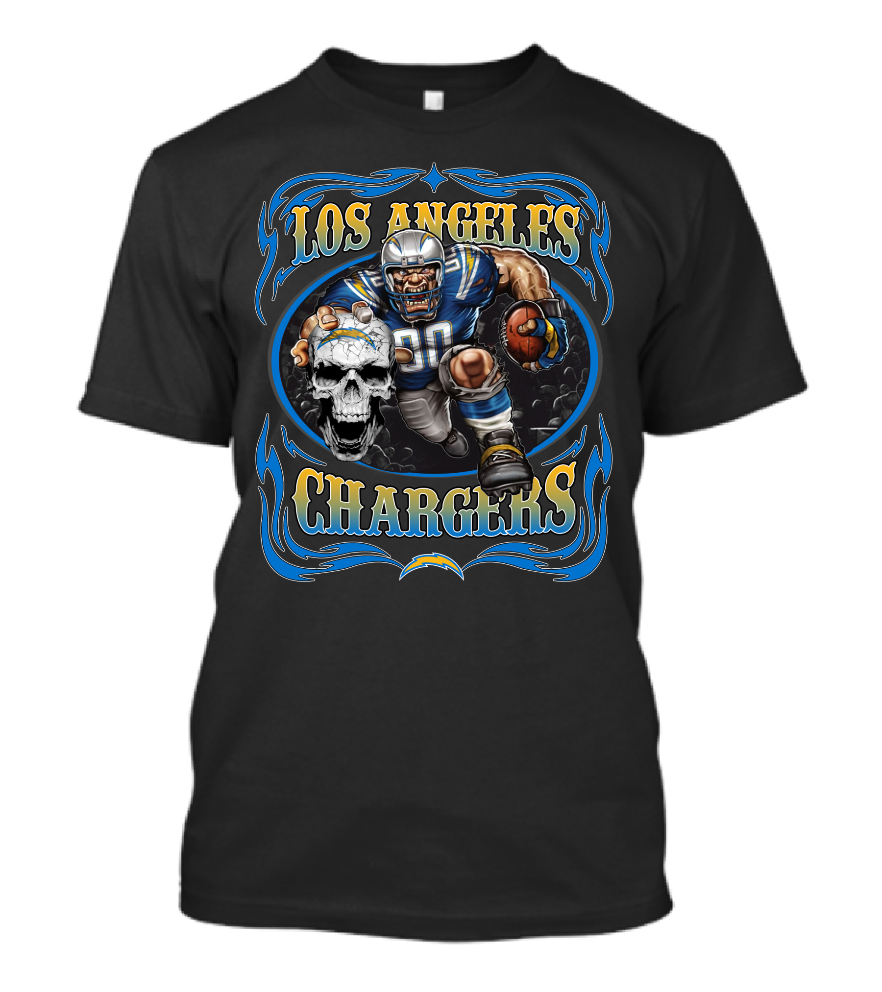 Los Angeles Chargers Football Warrior Skull T-Shirt