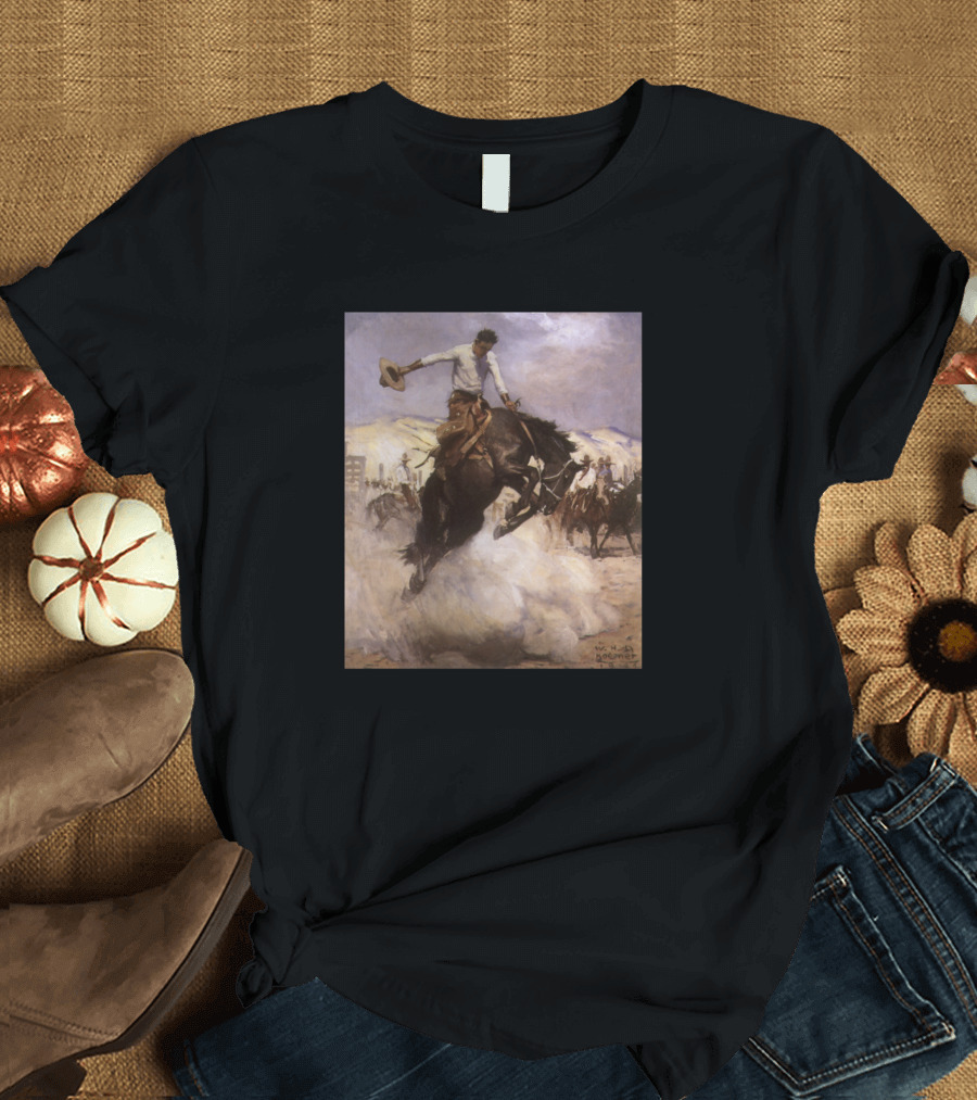 Breezy Riding by Koerner Cowboy Galloping Horse Western T-Shirt