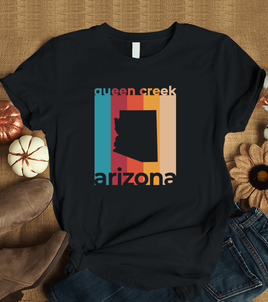 queen creek arizona retro stripes map T-Shirt
