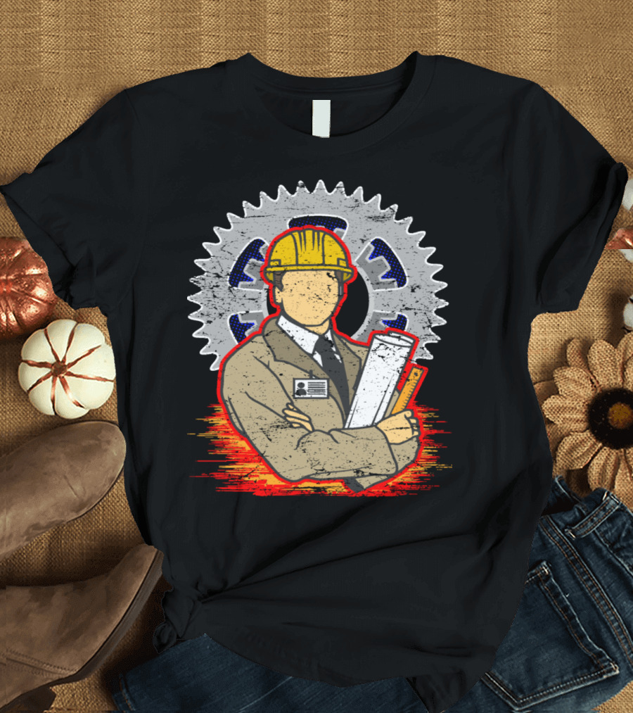 Engineer Occupation with Gear and Hard Hat T-Shirt