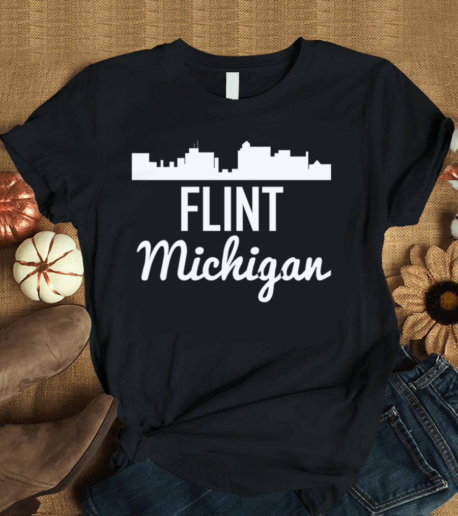 Flint Michigan Skyline T-Shirt