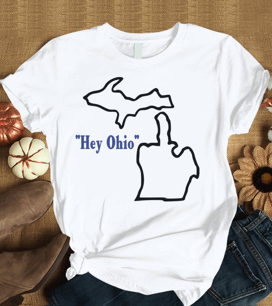 Hey Ohio Map Gesture Outline T-Shirt