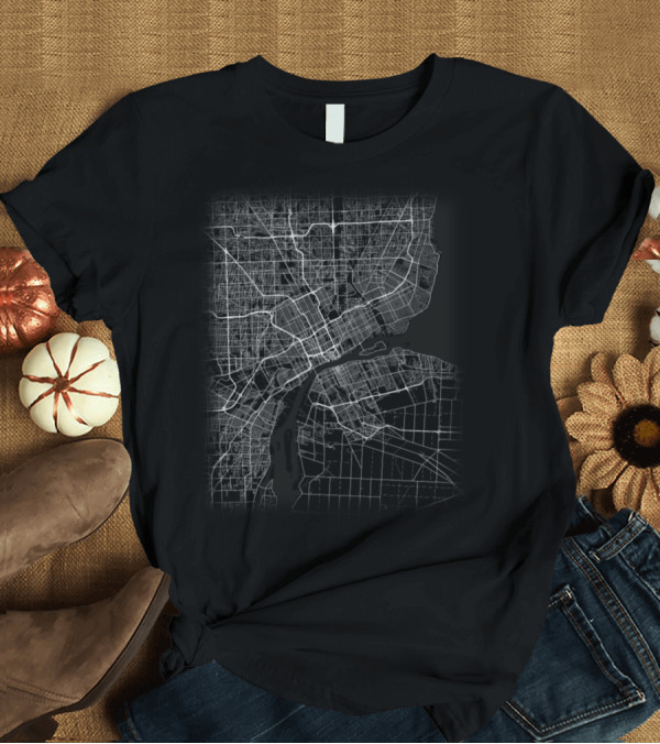 T-Shirt: Detroit MI Minimalist City Street Map Light Urban Grid T-Shirt Detroit MI Minimalist City Street Map Light Urban Grid T-Shirt