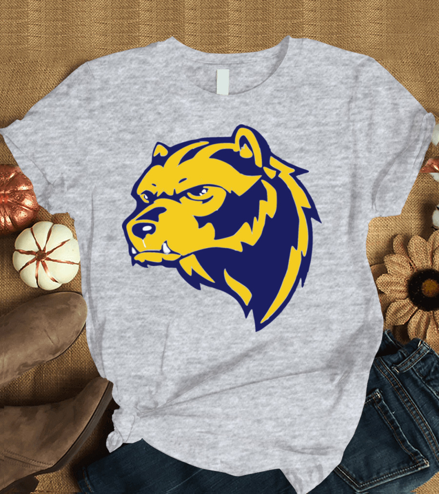 Wolverine Bear Head Icon in Blue and Yellow T-Shirt