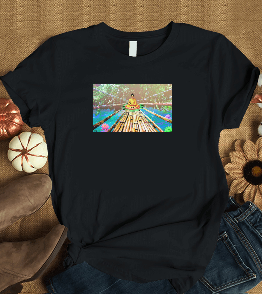A Bridge To Buddha Meditation Over Serene Lotus Waters 170454 T-Shirt