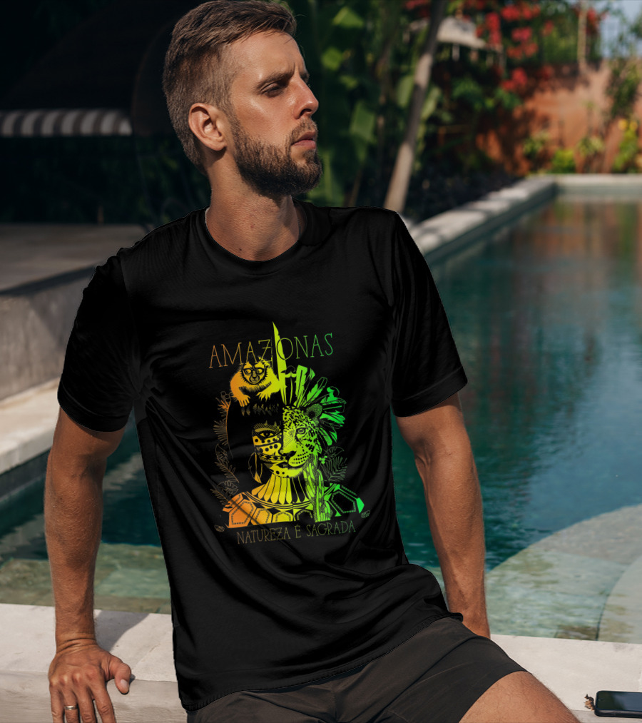 AMAZONAS Natureza É Sagrada 373731 Jaguar Lemur Jungle Spirit T-Shirt