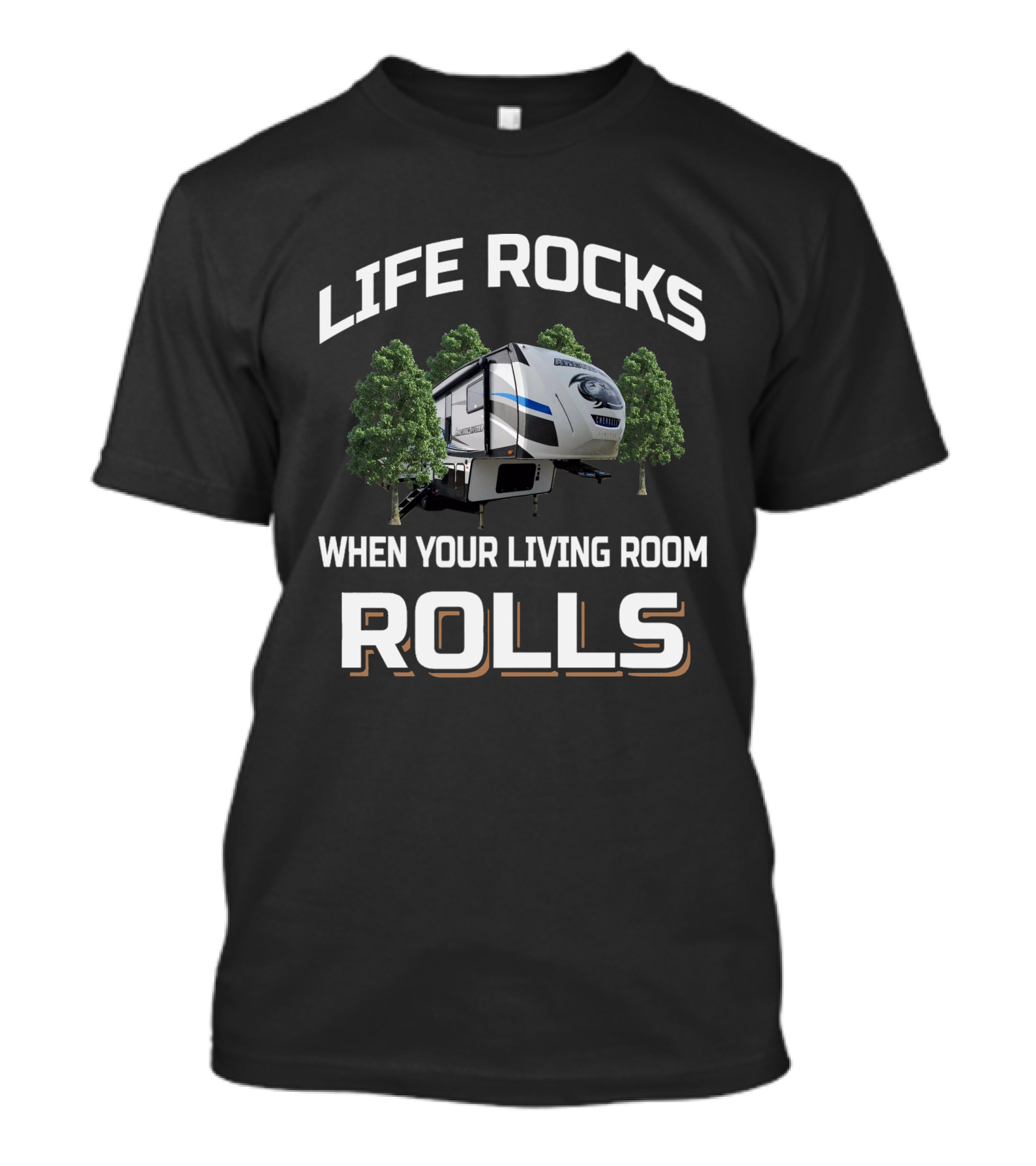 LIFE ROCKS WHEN YOUR LIVING ROOM ROLLS Cherokee Arctic Wolf T-Shirt