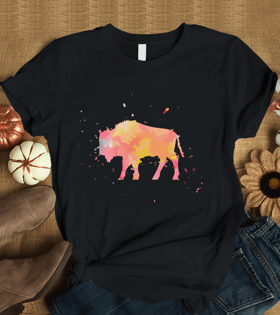 Buffalo Bison Colorful Minimalist Fashion T-Shirt