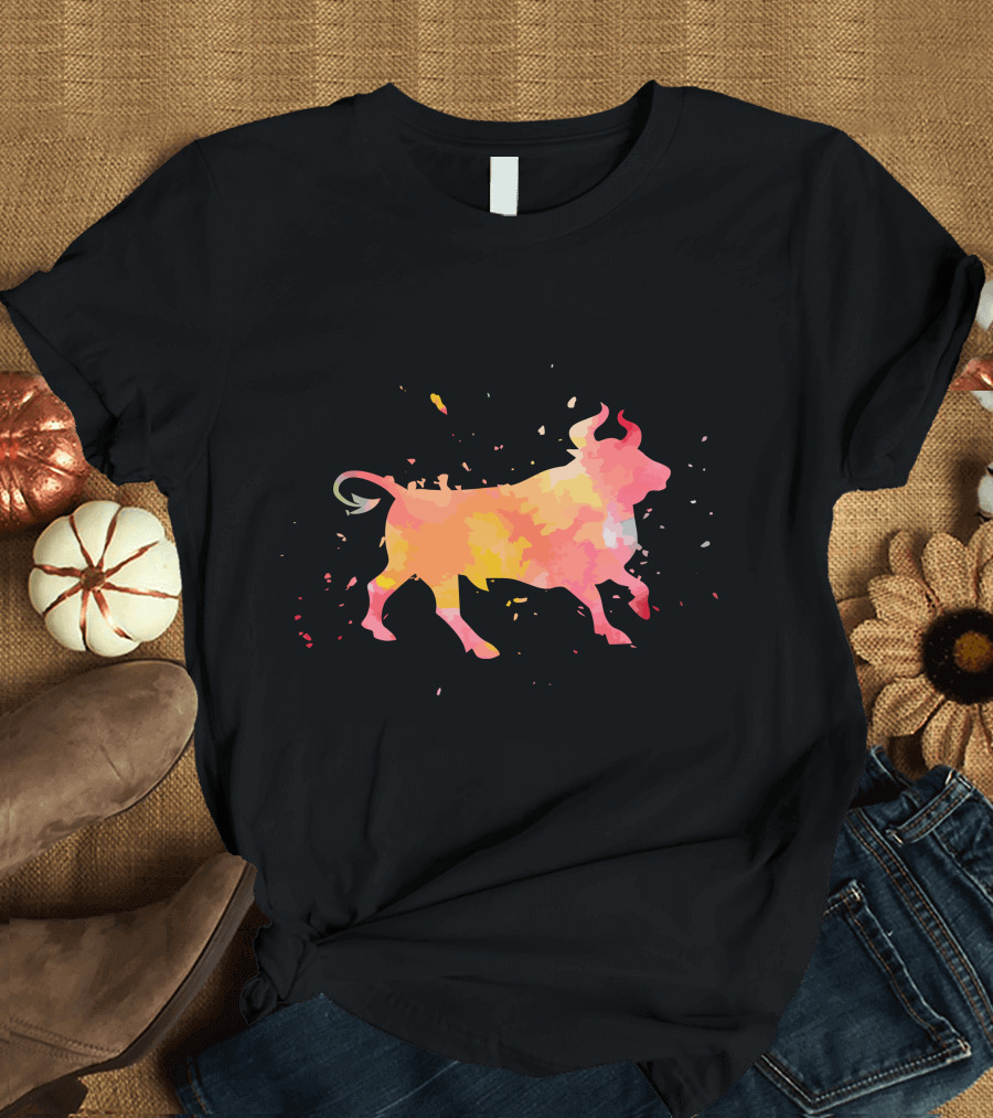 Bullish Colorful Minimalist Bull Fashion T-Shirt