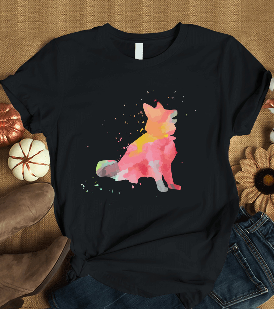 Colorful Minimalist Dog Design Fashion T-Shirt