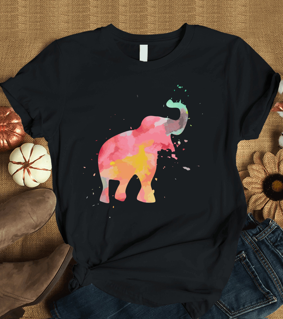 Elephant Colorful Minimalist Fashion T-Shirt