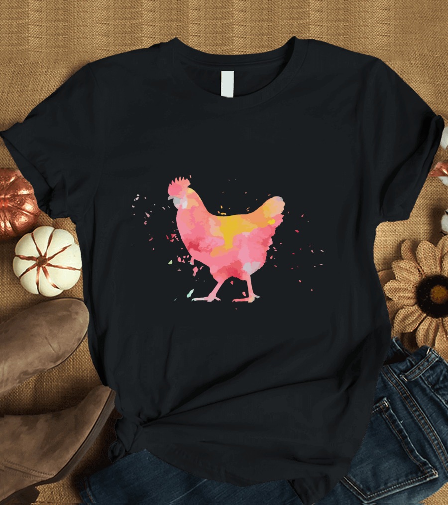 Hen Colorful Watercolor Minimalist Fashion T-Shirt