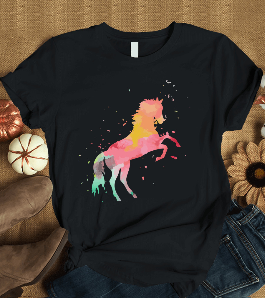 Horse Colorful Minimalist Fashion Vibrant Abstract T-Shirt