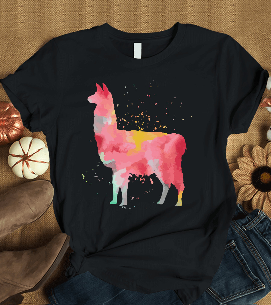 Llama Colorful Minimalist Fashion Burst T-Shirt