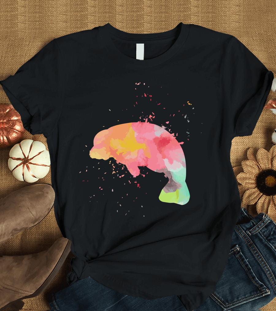 Colorful Minimalist Manatee Fashion T-Shirt